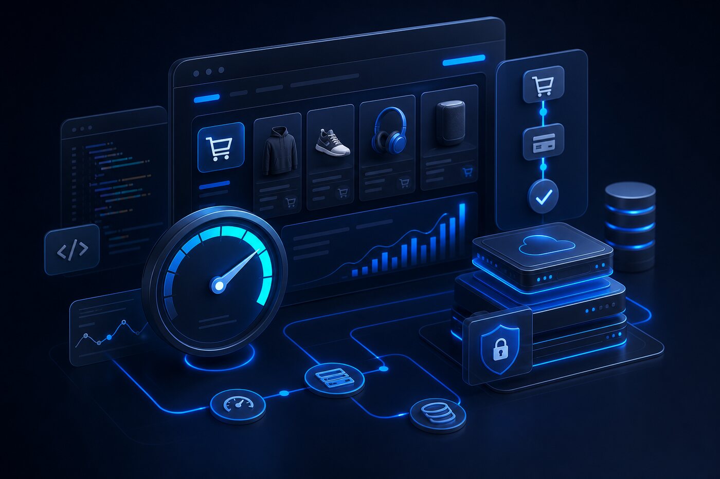 WooCommerce performance and conversion workflow visual